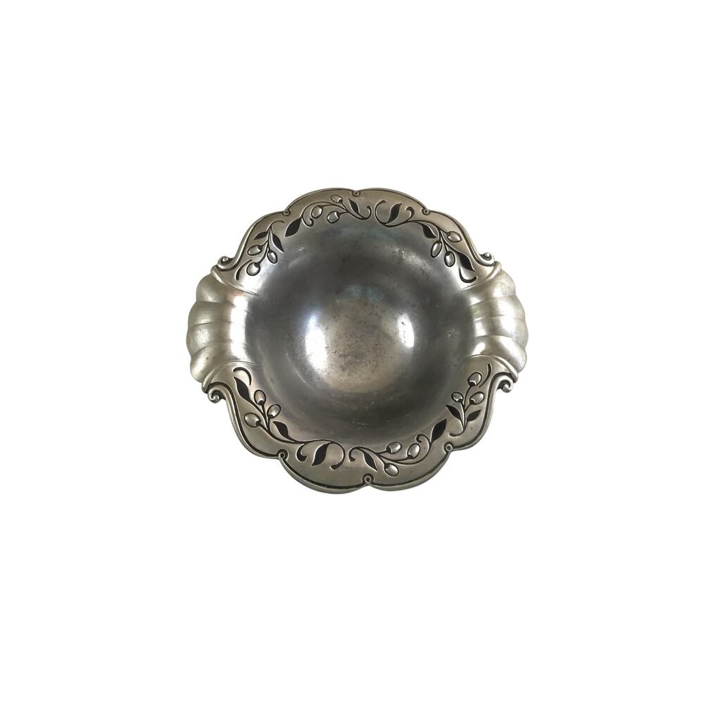 Lenox Pewter Bowl Salad Serving Centerpiece Olive Branch 15" Diameter Large